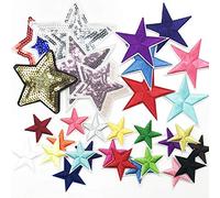 Woohome 31 PCS Assorted Star Iron on Patches Sew on Patches Embroidered Appliques for DIY Clothing Accessories