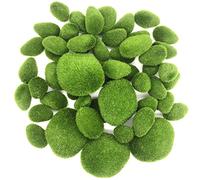 Woohome 50 PCS Artificial Moss Rocks Decorative Set, Fake Moss Rocks, DIY Mushroom and Simulation Ladybug, Fake Moss Decor for Floral Arrangements, Fairy Gardens and Crafting