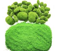 Woohome 51 PCS Artificial Moss Rocks Decorative Set, 4 Size Green Moss Balls, Fake Moss Decor for Floral Arrangements, Fairy Gardens and Crafting