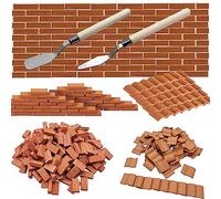 Woohome 542 PCS Mini Grey Roof Tiles Mini Wall Bricks Set, DIY Materials Miniature Brick Scale Model Bricks and Miniature Tiles Roof Tiles Dollhouse Fake Tiles for Miniature House Buding