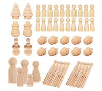 Woohome 71 PCS Wooden Peg Dolls Peg People, Wooden Peg Figures, Natural Unpainted Wood Figures Decorative for Kids Crafts Projects, Painting, Games, 8 Style