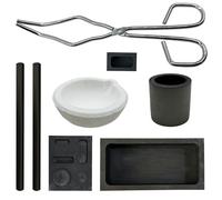 Woohome 8 Pieces Graphite Torch Melting Casting Kit, Including Graphite Crucible Stir Stick, Graphite Casting Mould Graphite Casting Ingot Mould, Quartz Crucible, Cylindrical Graphite, Tong for Melt