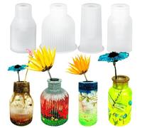 Woohome Epoxy Resin Molds Silicone Vase Molds 4 PCS Jewelry Silicone Casting Moulds for Making Flower Container, Makeup Brushes Holder, Pen Storage Organizer, Home Decoration