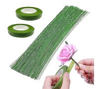 Woohome Floral Arrangement Tool Kit, 200 PCS Floral Wire and 2 PCS Floral Tape for Crafts Bouquet Stem Wreath Making Flower Arrangement Supplies (Green, 60cm)