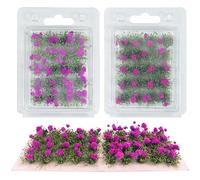 Woohome Flower Cluster Flower Vegetation Groups Grass Tufts Miniature Static Scenery for DIY Architecture Building Model Railway Train Diorama Garden Scenery Landscape Layout (Violet, Rose)