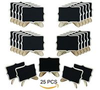 Woohome Mini Blackboard, 25 PCS Small Chalkboard with Stand Wooden for Message Board Signs, Wedding Table, Kids Craft Party