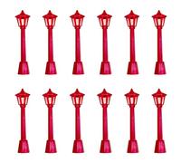 Woohome Mini Street Light Models, Mini Street Lamp Dollhouse Streetlight Models, Miniature Christmas Village Pathway Lantern Post for DIY Micro Landscape Fairy Garden Accessories (Red 8)