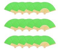 Woohome Pack of 15 Hand Fans, Foldable Paper Fans, Wedding Accessories for Wedding Decoration, Party, Festival and Picnic (Dark Green)