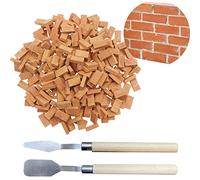 Woohome Pack of 150 Mini Bricks Mini Simulation Bricks, 1:16 Mini Scale Bricks with Scraper for DIY Dollhouse Brick Diorama Fairy Garden Decoration