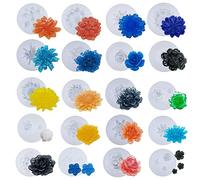 Woohome Succulent Silicone Molds, 20 PCS 3D Flower Resin Molds, 3D Crystal Flower Rose Silicone Resin Molds for Epoxy Resin, Candle, Soap
