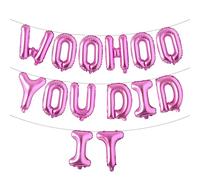 Woohoo You Did It Balloon Banner, We are So Proud of You, Congrats Grad 2025, 2025 Graduation Party Decorations (WOOHOO YOU DID IT Rose Red)