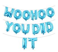 Woohoo You Did It Balloon Banner, We are So Proud of You, Congrats Grad 2025, 2025 Graduation Party Decorations (WOOHOO YOU DID IT Blue Star)