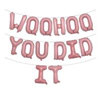 Woohoo You Did It Balloon Banner, We are So Proud of You, Congrats Grad 2025, 2025 Graduation Party Decorations (WOOHOO YOU DID IT Pink)