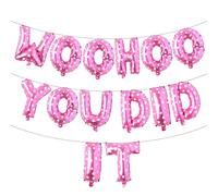 Woohoo You Did It Balloon Banner, We are So Proud of You, Congrats Grad 2025, 2025 Graduation Party Decorations (WOOHOO YOU DID IT Pink Heart)