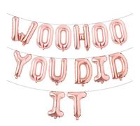 Woohoo You Did It Balloon Banner, We are So Proud of You, Congrats Grad 2025, 2025 Graduation Party Decorations (WOOHOO YOU DID IT Rose Gold)
