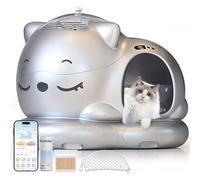 WOOHULOO Cat Litter Tray, 80 L Self-Cleaning Cat Litter Tray, 360° Odour Elimination, App Control, Large Capacity, Cat Litter Box for Multiple Cats