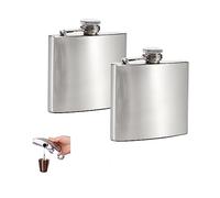 woojfcang 2 Pcs 6oz Hip Flasks for Men Women,Stainless Steel Pocket Whiskey Flask Flagon Pocket Hip Flasks Outdoor Portable Wine Bottles for Hiking, Camping, Hunting, Barbecue, Climbing,Party