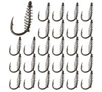 woojfcang 30 Pcs Twist Lock Fishing Hooks Carbon Steel Spring Fishing Hooks Barbed Swivel Fishing Hooks for Saltwater, Freshwater Eyed Sea Fish Hooks Carp Fishing Tackle Carp Circle Hooks,Accessories