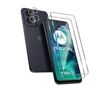 Wookfiss Tempered Glass for Motorola Moto G35 5G Screen Protector (2) + Lens Protectors (2) Anti-Scratch HD Transparent Protective Film for Moto G35 5G