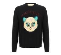 Wool and Cotton Jumper with Le Chat De La Maison Patch - male - Valentino Garavani - Round-neck Knitwear - Black - M - Knitwear M