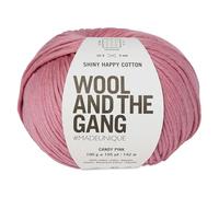 Knitting Wool and the Gang Shiny Happy Cotton Aran - Plain Crochet Yarn - 10 Ply - 268 Candy Pink