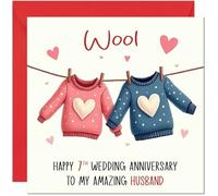 Wool Anniversary Card for Husband - 7th Wedding Anniversary Cards for Husband from Wife Cute Anniversaries Greeting Cards