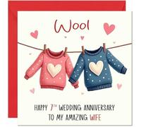 Wool Anniversary Card for Wife - 7th Wedding Anniversary Cards for Wife from Husband Cute Anniversaries Greeting Cards