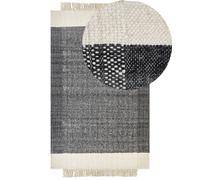 Wool Area Rug 140 x 200 cm Black and Off-White ATLANTI