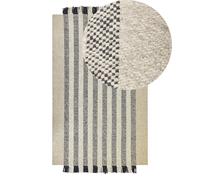 Wool Area Rug 140 x 200 cm Off-White and Black TACETTIN