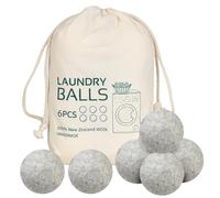 Wool Balls for Tumble Dryer 6 PCS Handmade Reusable Laundry Ball Fabric Softener Drying Balls Reduce Drying Time and Wrinkles