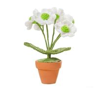 Wool-Based Crocheted Potted Daisy for Indoor Table Use Handcrafted for Long-Lasting Decorative Appearance (white)
