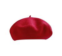 Wool Beret Hat Winter French Beret Cap Artist Painter Hat Solid Color for Women Women's Red Beret Hat Casual Classic (A, M)