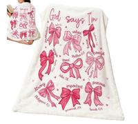 Wool Blanket for Bed - Washable Breathable Pink Bow Tie Shawl, Bed Blanket with Bow for Bedroom Decoration | for Women Girls Wife Living Room Bedroom Living Room Winter Christmas Saint V