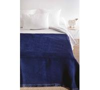 Wool Blanket Made in France 180 x 240 cm Navy/Forget-Me Not