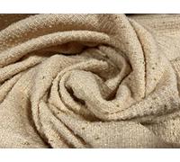 Wool Blend Heavyweight bouclé Fabric with Lurex Sparkle, per metre - clotted Cream & Gold Metallic
