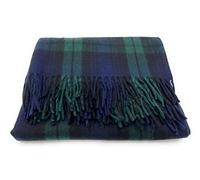 Wool Blend Highland Tartan Blanket Full Size 212 cm x 152 cm Warm Comfortable Large Throw Picnic Rug (Black Watch)