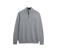Superdry Wool Blend Half Zip Knitted Jumper, Grey, Size M, Men Grey