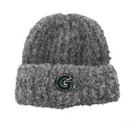 Wool blend knitted hat for women autumn and winter warm thick gradient design with 3D letter felt logo and soft layer edge for extra warmth (brown)