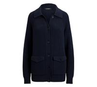 Wool-Blend Rib-Knit Collared Cardigan - female - Ralph Lauren - Cardigans - Blue - XS - Knitwear XS