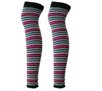 Wool Blended Leg Warmers for Women Winter, 24 Inch Long Warm Thigh High Stockings Striped Over the Knee Socks by Daisy&Dino, Striped- Black Mixed, One Size Fits All