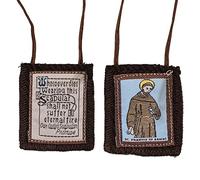 Wool Brown Scapular | Catholic Wearable Devotional | Great Christian Gift for Religious Milestones Such as First Holy Communion and Confirmation | Includes Enrolment Paper, 1"L x 1"W, Fabric, No