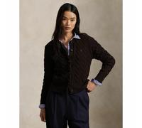 Wool/Cashmere Cardigan in Cable Knit Brown