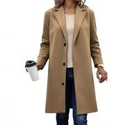 Wool Coat for Women,Thicken Woolen Single-breasted Windproof Warm Long Trench Pea Coats,Ladies Long Sleeve Lapel Inner Lining Thermal Overcoat Autumn Winter Jacket Windbreaker with Pockets S-5XL