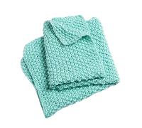 Wool Couture Louis Baby Blanket Knitting Kit - Beginner Skill Level - Includes 4 Balls of 100g Merino Wool Cheeky Chunky Yarn, Knitting Needles, Sewing Needle, How-to Guide, and Pattern - Aqua