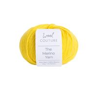 Wool Couture The Merino Yarn - 100% Merino Wool Aran Weight Yarn for Knitting, Crochet, Amigurumi & Craft Projects - Citrus Yellow, 50g Ball (65m) - Super Soft Wool Yarn - 1-Pack