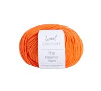Wool Couture The Merino Yarn - 100% Merino Wool Aran Weight Yarn for Knitting, Crochet, Amigurumi & Craft Projects - Citrus Orange, 50g Ball (65m) - Super Soft Wool Yarn - 1-Pack