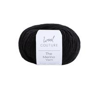 Wool Couture The Merino Yarn - 100% Merino Wool Aran Weight Yarn for Knitting, Crochet, Amigurumi & Craft Projects - Black, 50g Ball (65m) - Super Soft Wool Yarn - 1-Pack