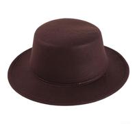 Wool Dome Hat for Women Men, British Style Cap with Short Brim, Soft Warm Winter Beanie, Adjustable 56-58cm Retro Fashion Headwear for Daily(Brown)