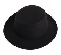 Wool Dome Hat for Women Men, British Style Cap with Short Brim, Soft Warm Winter Beanie, Adjustable 56-58cm Retro Fashion Headwear for Daily(Black)