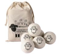 Wool Dryer Balls 6 Pack -Wool Felt Laundry Balls Natural Fabric Softener Anti-Static Reduces Drying Time Clothes Tangling & Wrinkles -Eco-Friendly Reusable with Cotton Storage Bag (White)